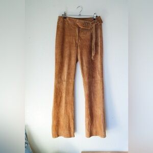 Tan Suede Fringe Pants